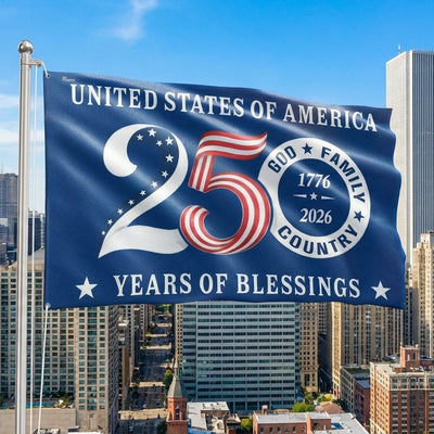 Patriotic 250 Years of Blessings Flag, United States of America 1776 2026 Grommet Flag
