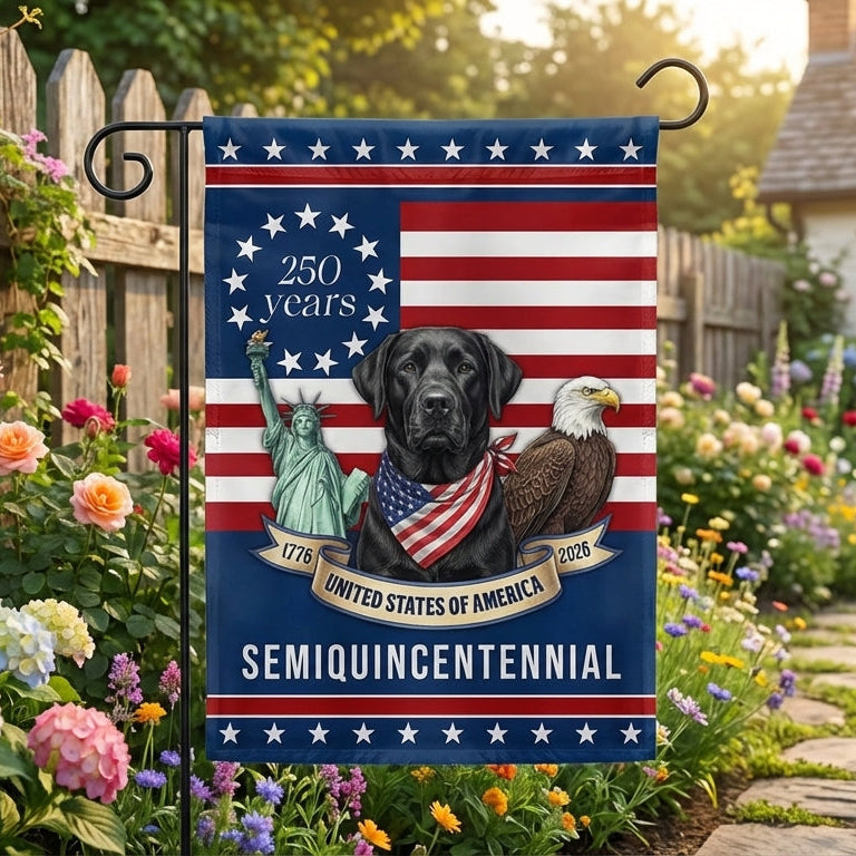Patriotic Labrador Retriever American Flag, 250 Years Semiquincentennial Flag Decor for Dog Lovers