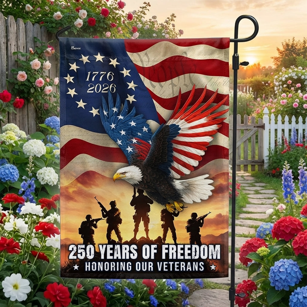 Veterans Day US Flag, 250 Years of Freedom Honoring Our Veterans Decor