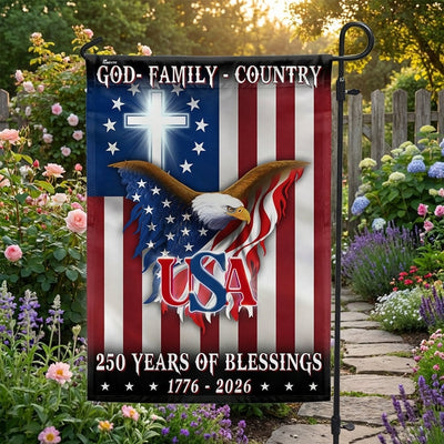250 Years of Blessing 1776 2026 Flag, USA Patriotic Christian Flag Decor