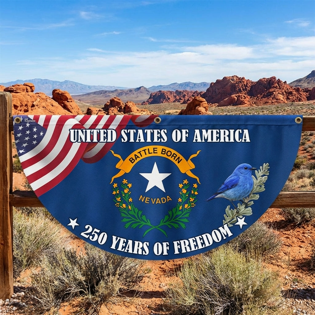 Nevada State Flag, 250 Years of Freedom Nevada State Fan Flag