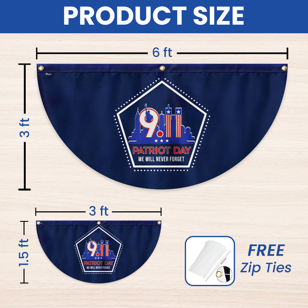 911 Patriot Day September 11 Never Forget 9/11 Non-Pleated Fan Flag 3-Day Shipping