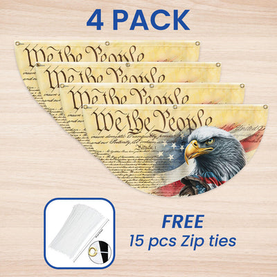 Flagwix American Flag - Happy 4th Of july, We The People. Patriotic American Eagle Non-Pleated Fan Flag