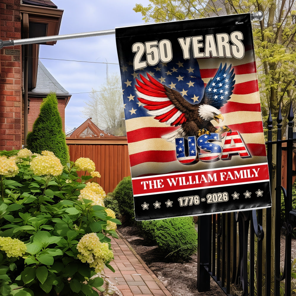 Custom Name American 1776 2026 Flag, Personalized 250 Years Eagle USA Flag