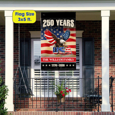 Custom Name American 1776 2026 Flag, Personalized 250 Years Eagle USA Flag