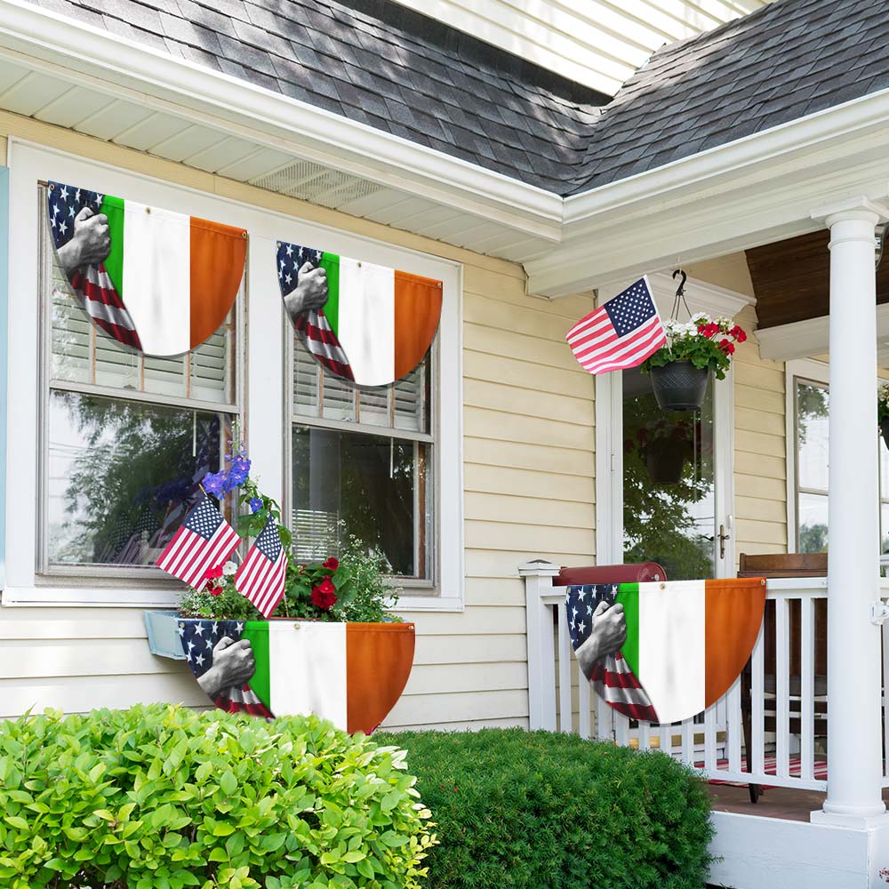 Irish American St Patrick's Day Non-Pleated Fan Flag