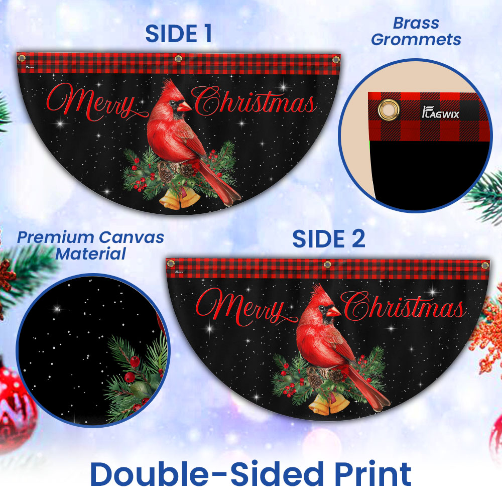 Cardinal Merry Christmas Fan Flag - Holiday Gift & Festive Home Décor, Non-Pleated  - 3-Day Shipping