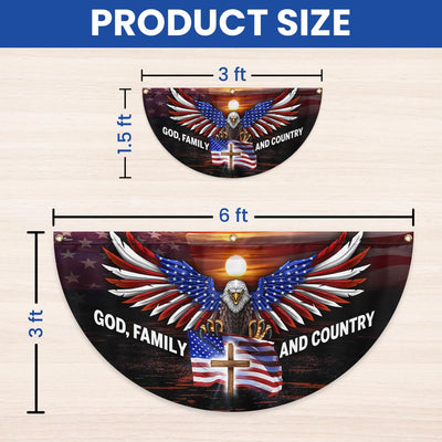 God Family and Country American Patriotic Eagle Non-Pleated Fan Flag