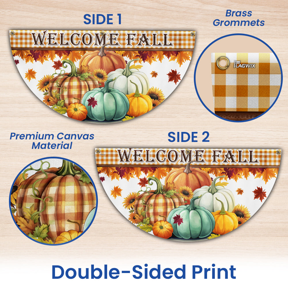 Welcome Fall Pumpkins Non-Pleated Fan Flag