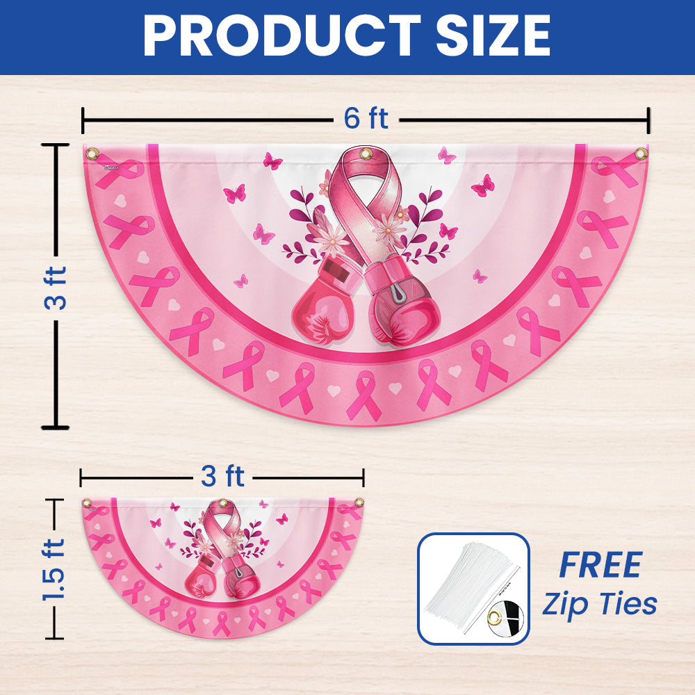 Breast Cancer Awareness Pink Boxing Gloves Non-Pleated Fan Flag