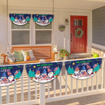 Gnome Christmas We Wish You Ameri Christmas Non-Pleated Fan Flag
