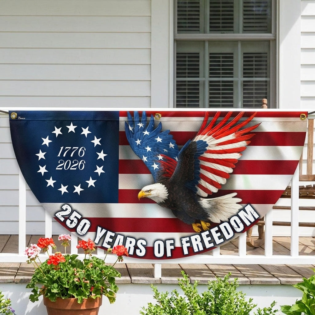 Betsy Ross Flag, 250 Years of Freedom Patriotic Eagle Fan Flag