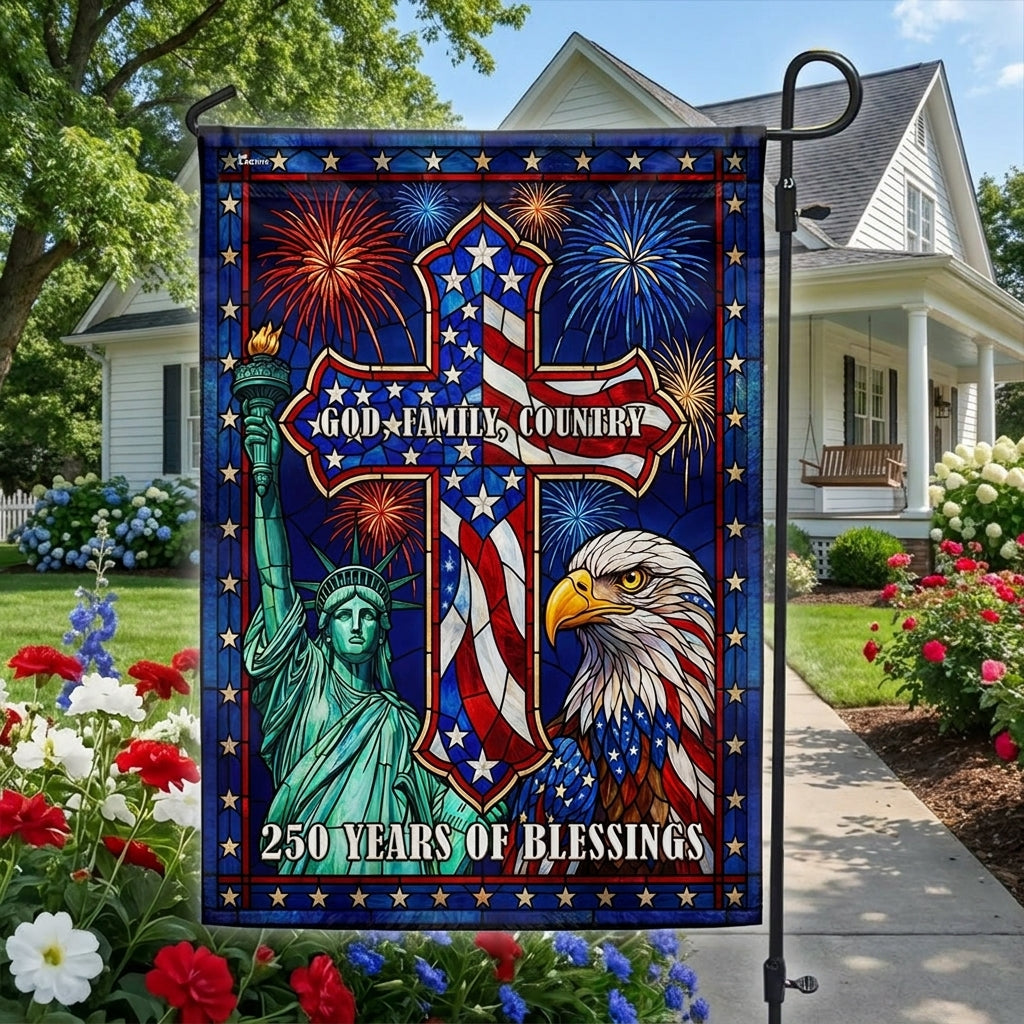 250 Years of Blessings Christian Cross God Family Country Liberty US Flag