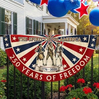 The Spirit of '76 American Bunting Flag, 250 Years of Freedom 1776 2026 Fan Flag