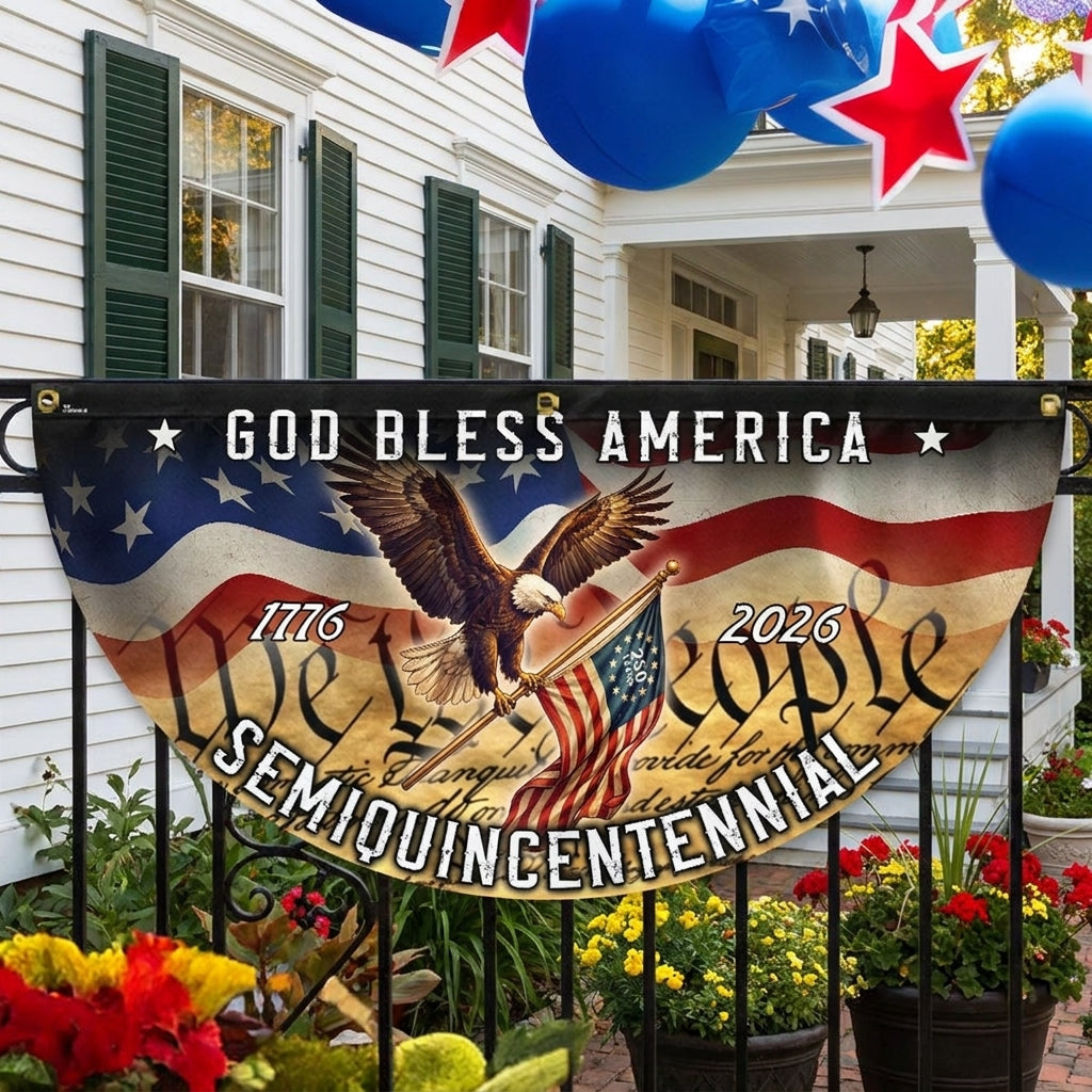 250 Years God Bless America Fan Flag, We The People 1776 2026 Fan Flag Decor