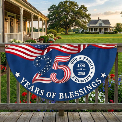 Patriotic American Flag God Family Country, 250 Years of Blessings Fan Flag Decor