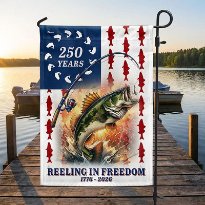 Bass Fish American Flag, 250 Years Reeling in Freedom US Flag