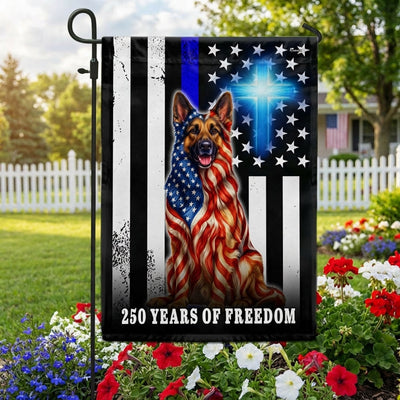 German Shepherd Dog Flag, 250 Years of Freedom Christian Thin Blue Line US Flag