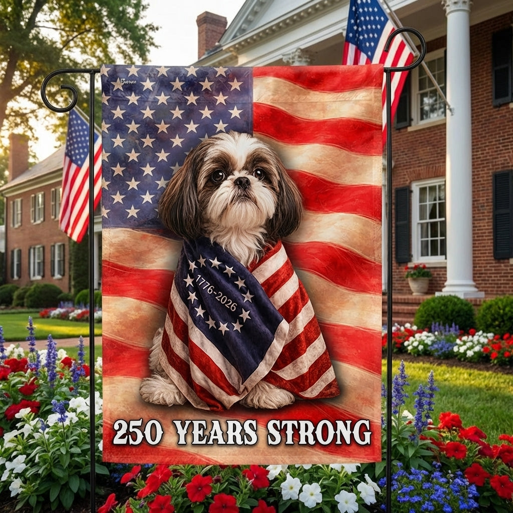 Shih Tzu American Patriot Flag, 250 Years Strong Dog US Flag