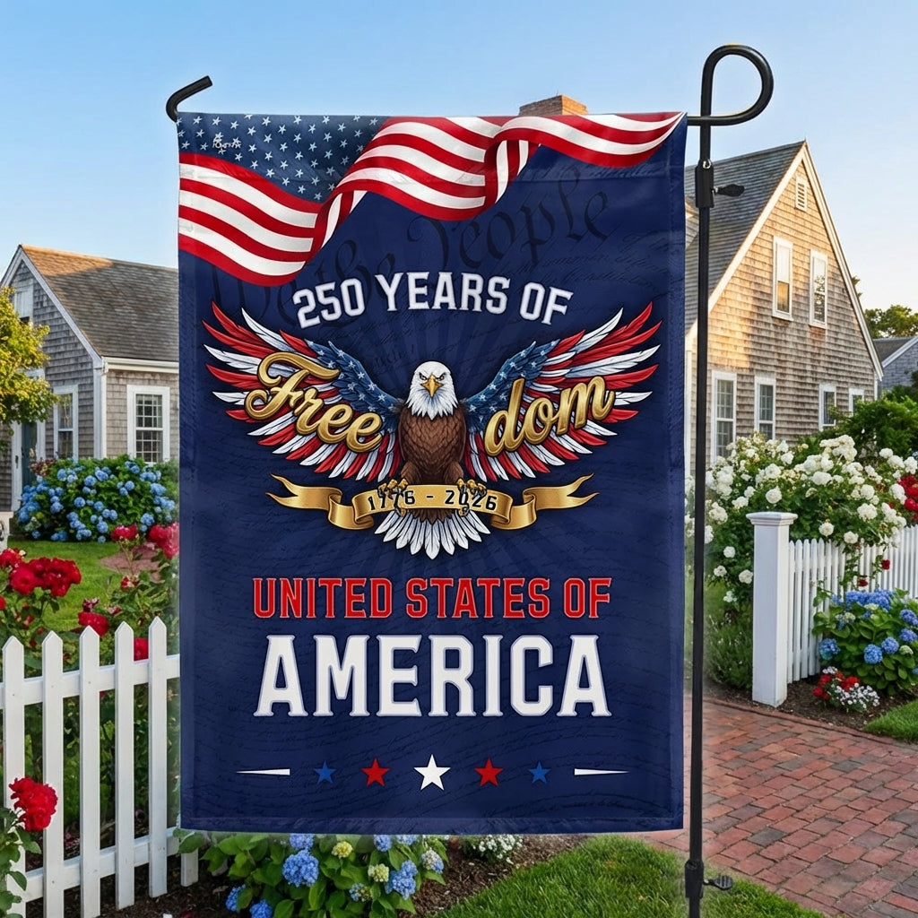250 Years of Freedom American Flag, Bald Eagle We The People 1776 2026 Flag Decor