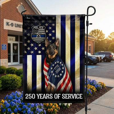 Dog Thin Blue Line Flag, German Shepherd 250 Years of Protection Decor
