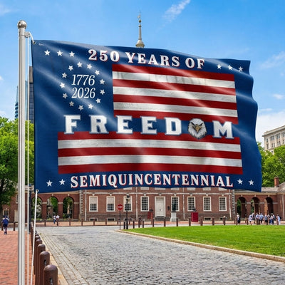 Betsy Ross Flag, 250 Years of Freedom Patriotic Eagle Grommet US Flag