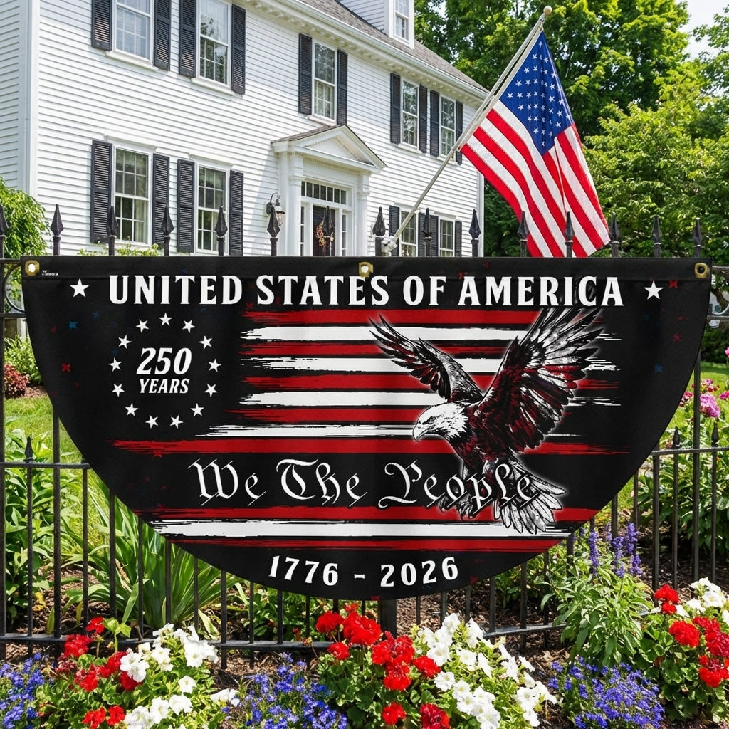 250 Years We The People American Fan Flag, 1776 2026 Patriotic Flag Decor