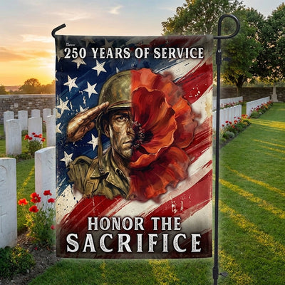 Memorial Day Flag, 250 Years of Service Honor The Sacrifice Poppy US Flag