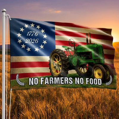 Tractor Farm Flag, 1776 2026 No Farmers No Food Grommet American Flag