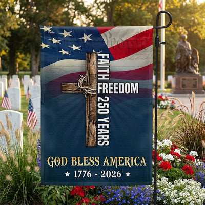 Christian Cross Flag, God Bless America Faith Freedom 250 Years US Flag