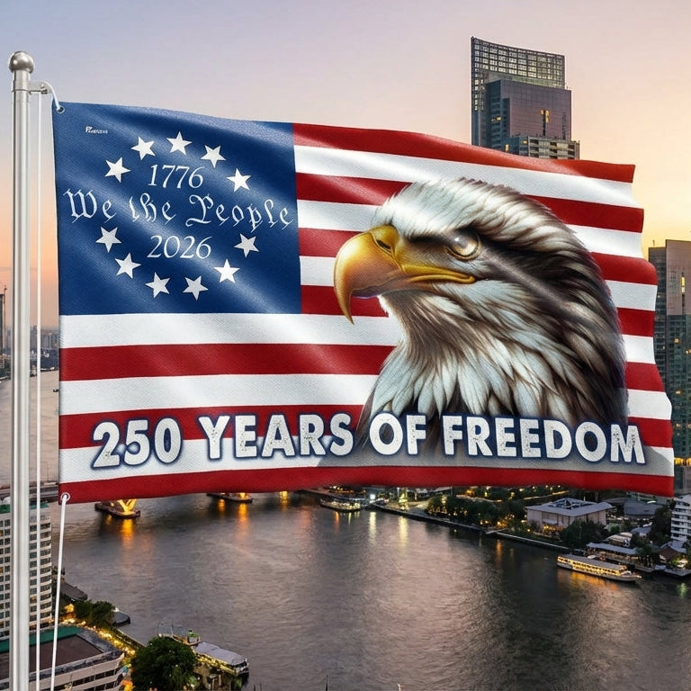 Patriotic 250 Years of Freedom, We The People 1776 2026 American Grommet Flag