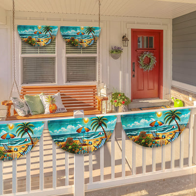 Beach Summer Life Non-Pleated Fan Flag
