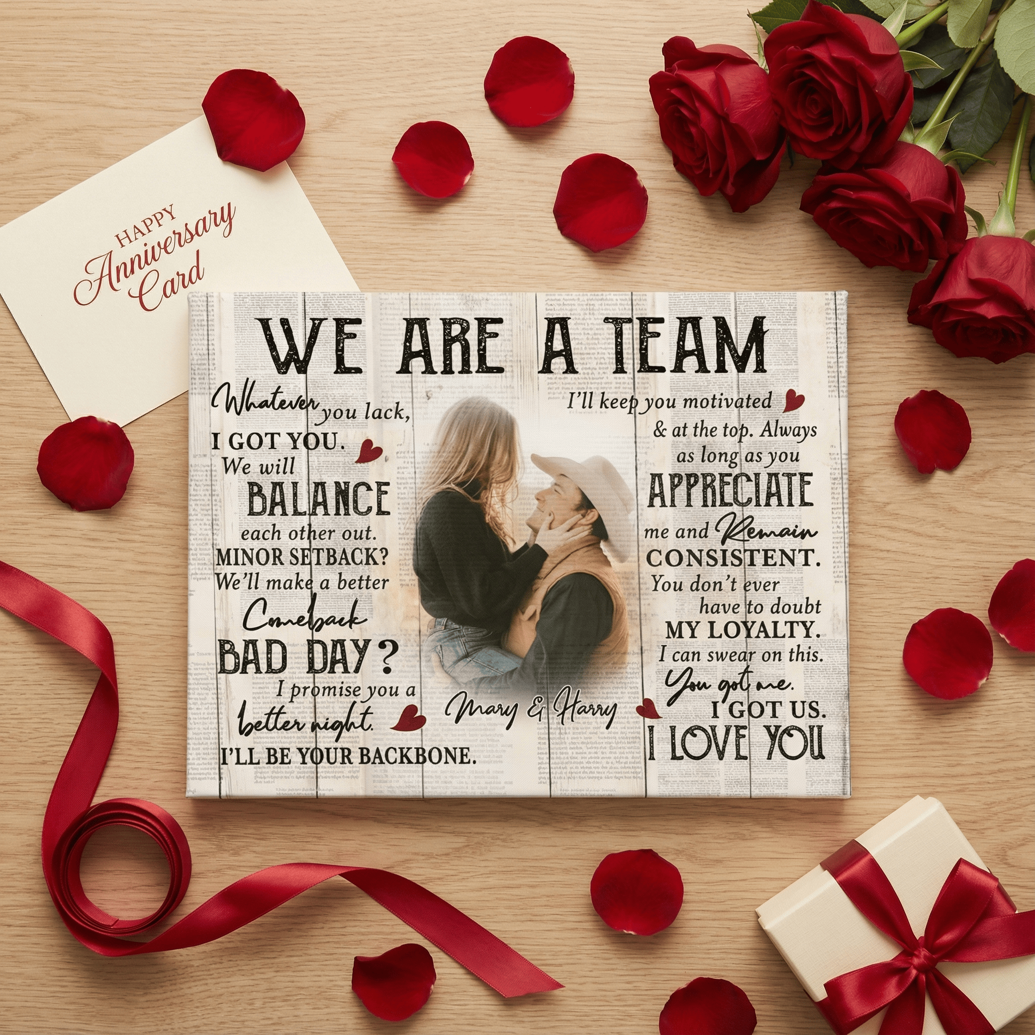 We Are A Team - Personalized Couple Photo Canvas