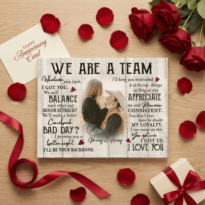 We Are A Team - Personalized Couple Photo Canvas