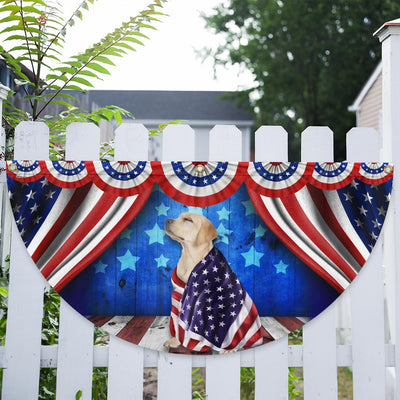 Flagwix American Flag - Patriotic Dog Yellow Labrador Retriever American Non-Pleated Fan Flag Wrapped in Glory TPT1634FLv1