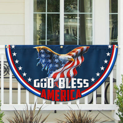 American Flag - American Patriotic Eagle God Bless America Non-Pleated Fan Flag