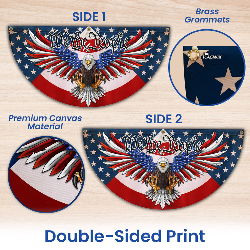 We The People Patriotic Eagle Non-Pleated Fan Flag