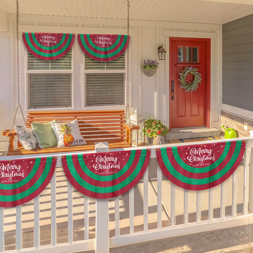 Merry Christmas  And Happy New Year Non-Pleated Fan Flag