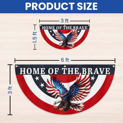 Patriotic Eagle Home of the Brave Non-Pleated Fan Flag