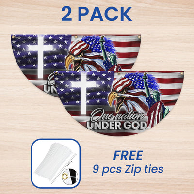 US Eagle Cross Freedom One Nation Under God Non-Pleated Fan Flag