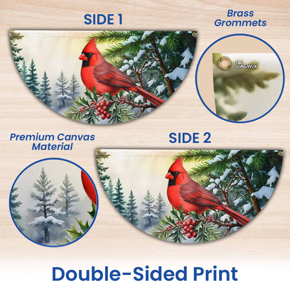 Cardinal Christmas Non-Pleated Fan Flag