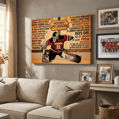 Hockey Life Lessons Personalized Canvas - Custom Name & Number