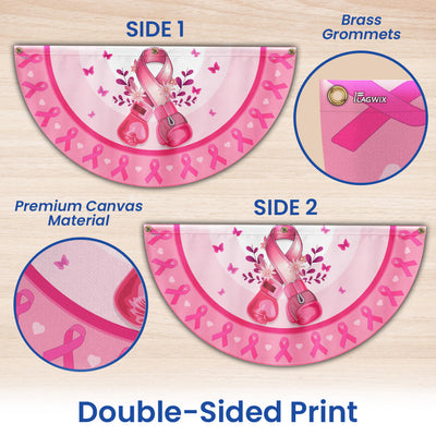 Breast Cancer Awareness Pink Boxing Gloves Non-Pleated Fan Flag