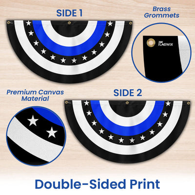 The Thin Blue Line. Police. Law Enforcement American Eagle Non-Pleated Fan Flag