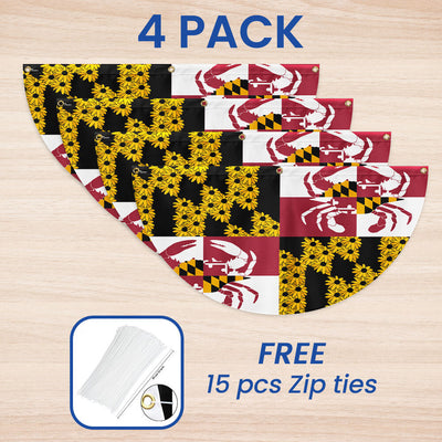 Maryland State Crab and Black-eyed Susan Flower Maryland Non-Pleated Fan Flag