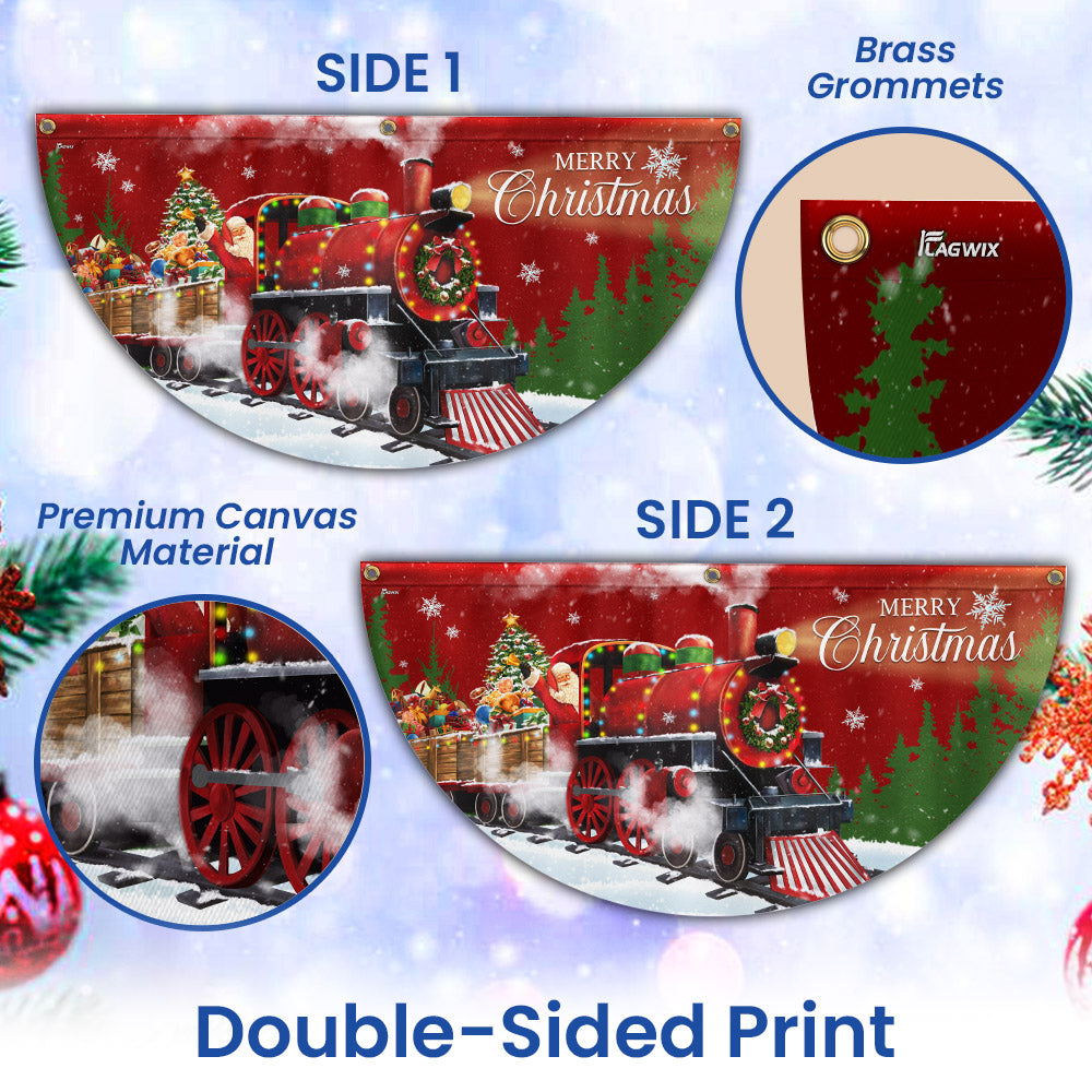 Christmas Santa Train Santa Claus Non-Pleated Fan Flag
