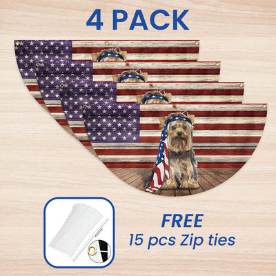 Yorkshire Terrier Dog Flag Charming Dog Wrapped in Glory Non-Pleated Fan Flag