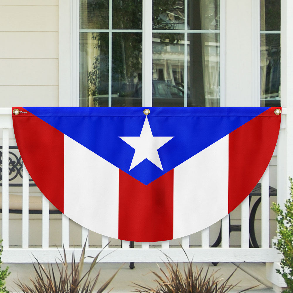 Puerto Rico Non-Pleated Fan Flag