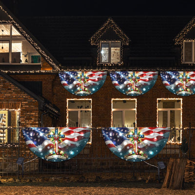 Christian Cross Christmas Jesus Is The Reason For The Season Solar Led Fan Flag
