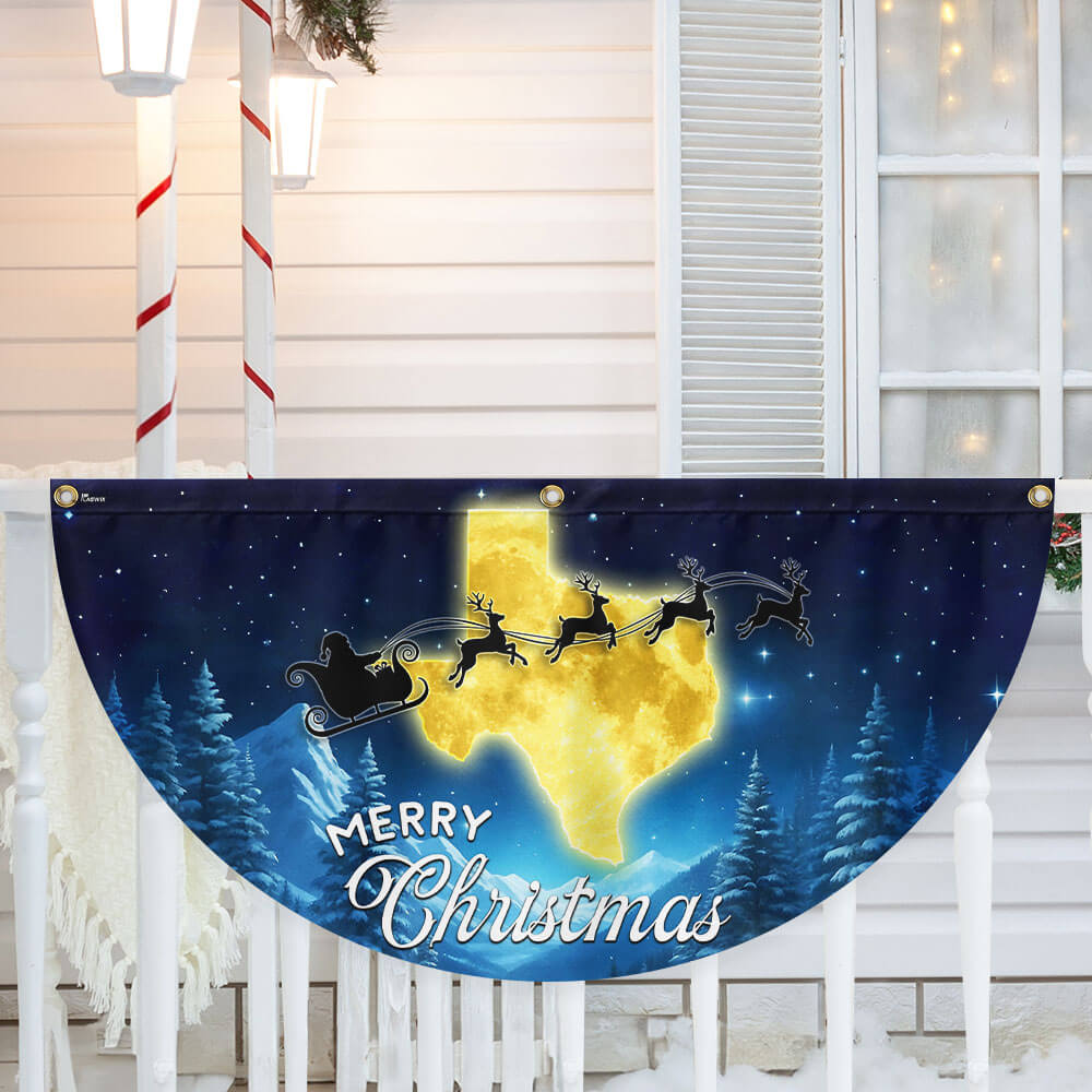 Texas Christmas Flag Merry Christmas Y'all Non-Pleated Fan Flag